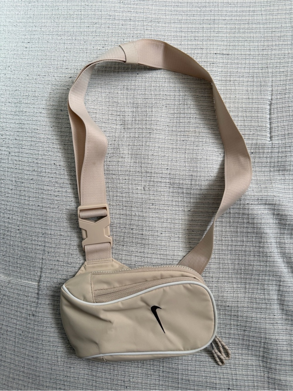 Nike Beige Crossbody Bag with Black Swoosh